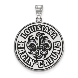 Sterling Silver Rhodium-plated University of Louisiana at Lafayette Extra Large Enameled Pendant