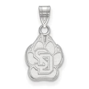 Sterling Silver Rhodium-plated University of South Dakota Small Pendant