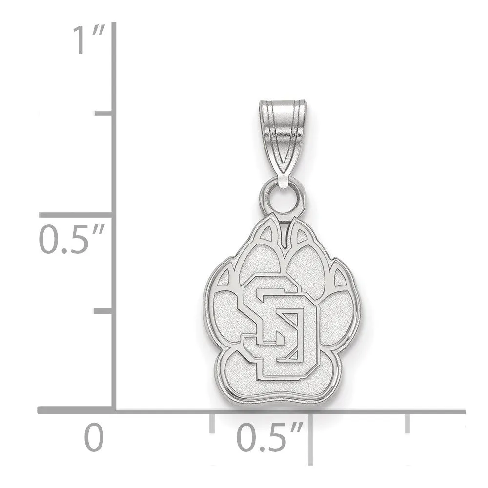 Sterling Silver Rhodium-plated University of South Dakota Small Pendant
