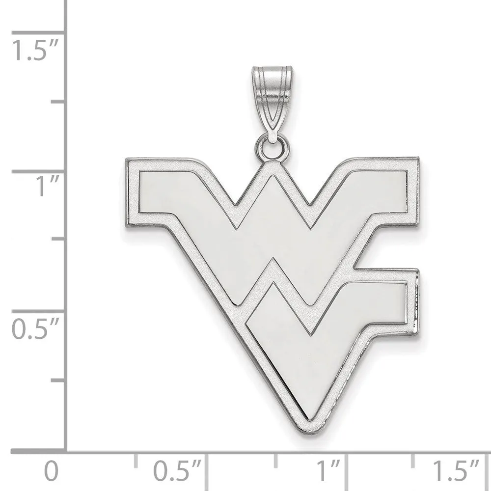 Sterling Silver Rhodium-plated West Virginia University W-V Extra Large Pendant