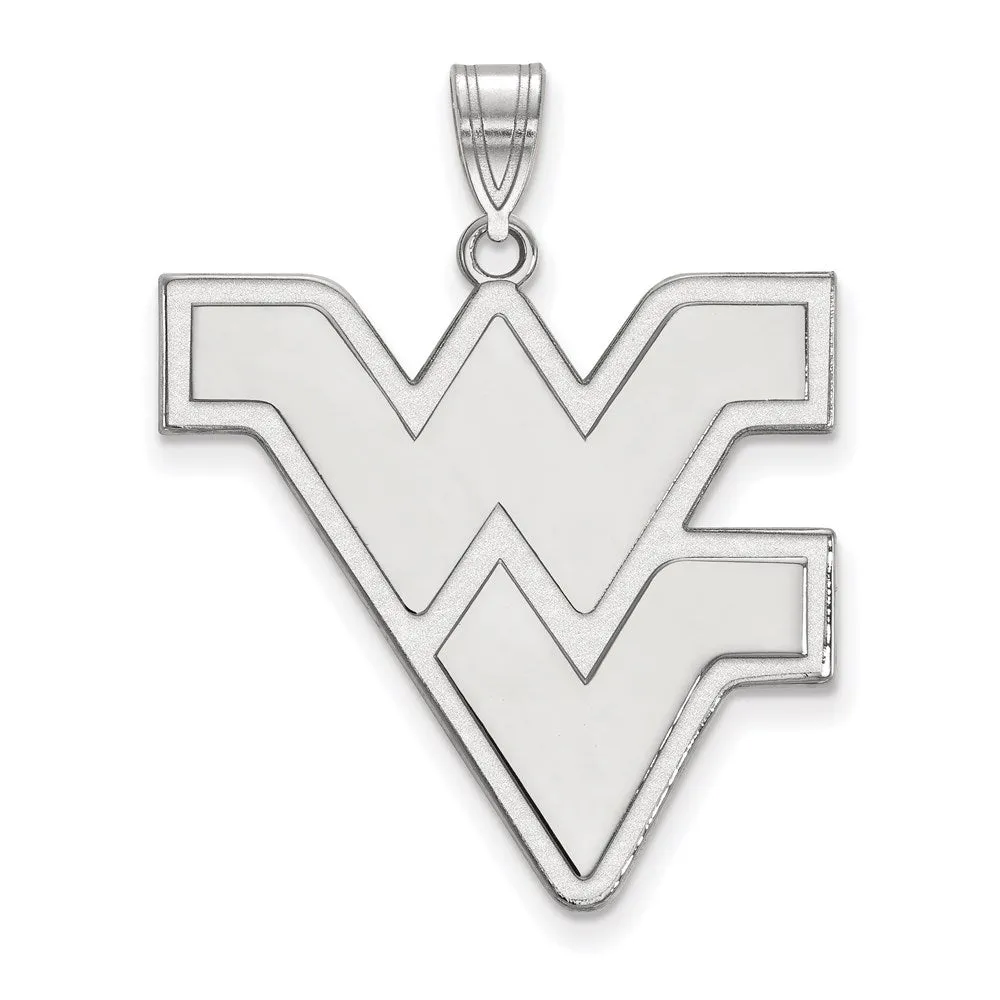 Sterling Silver Rhodium-plated West Virginia University W-V Extra Large Pendant