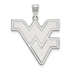 Sterling Silver Rhodium-plated West Virginia University W-V Extra Large Pendant