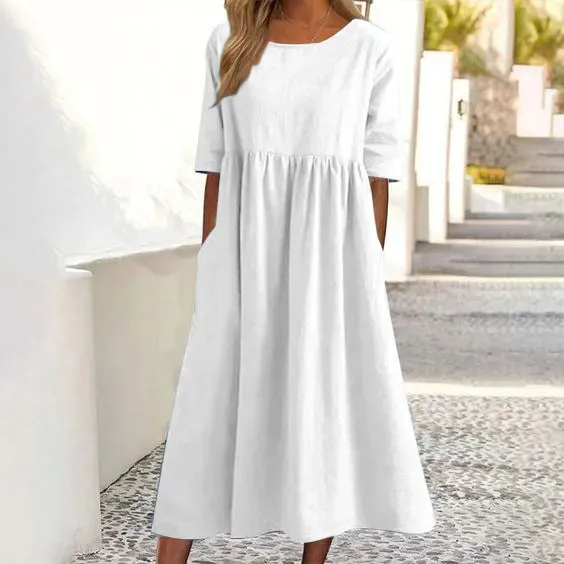 Stylish Casual Cotton-Linen Dress for Women