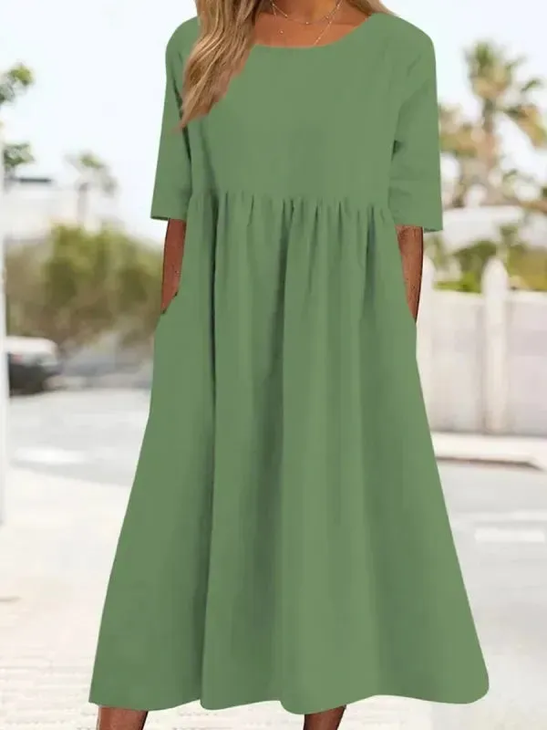 Stylish Casual Cotton-Linen Dress for Women