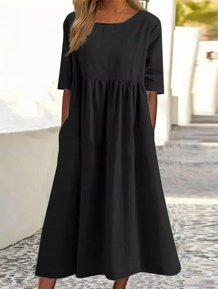 Stylish Casual Cotton-Linen Dress for Women