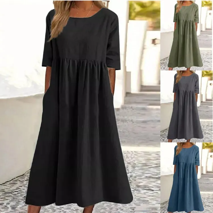 Stylish Casual Cotton-Linen Dress for Women