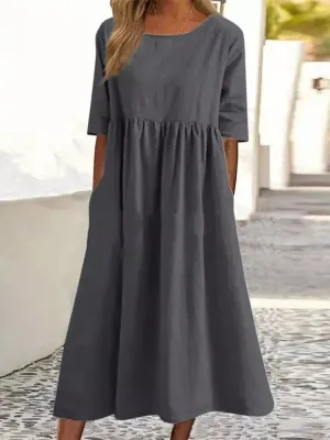 Stylish Casual Cotton-Linen Dress for Women