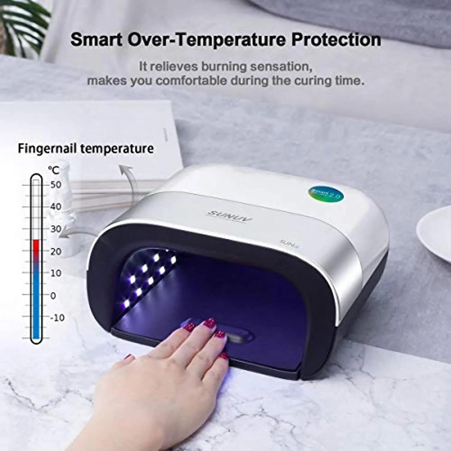SUNUV 48W UV LED Professional Nail Lamp for Gel Nail Polish Curing UV Light Nail Dryer 5 Fingernails & Toenails with Sensor, 39 PCS LED Beads SUN3 Valentine Gift for Woman Mom Girl
