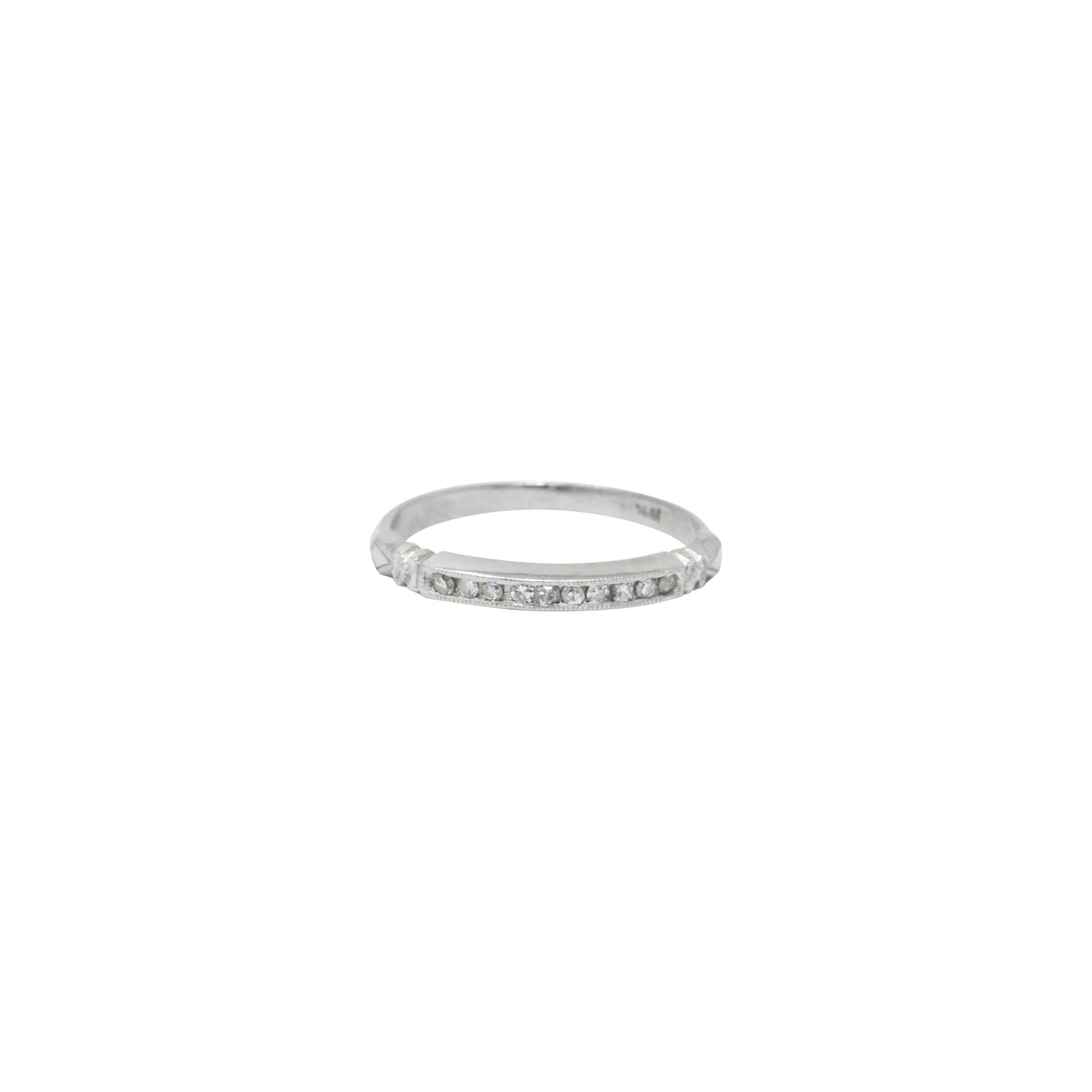 Sweet Art Deco 0.15 CTW Diamond Platinum Band Ring