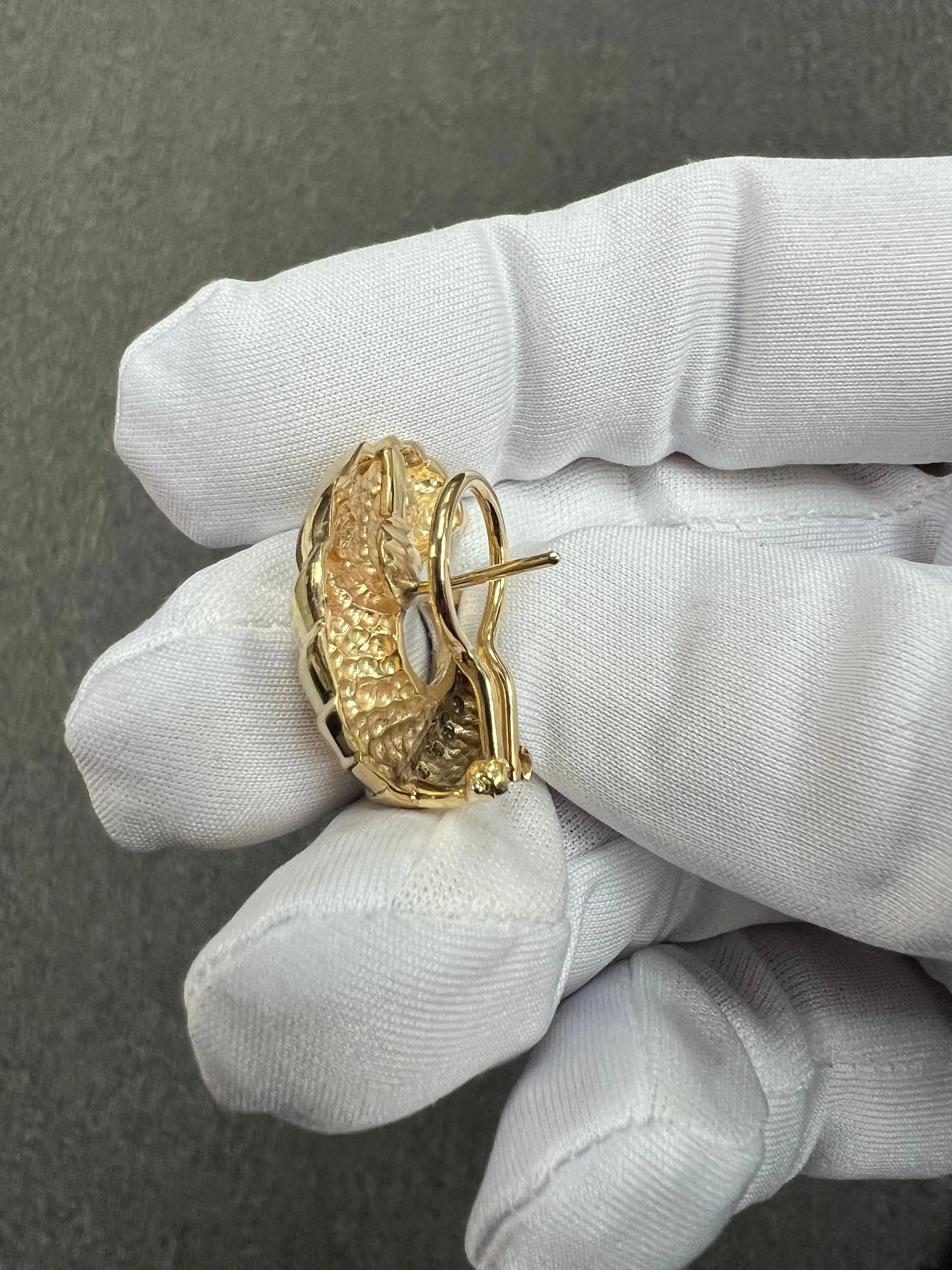 Swirl Yellow Gold Diamond Clip And Post Earrings
