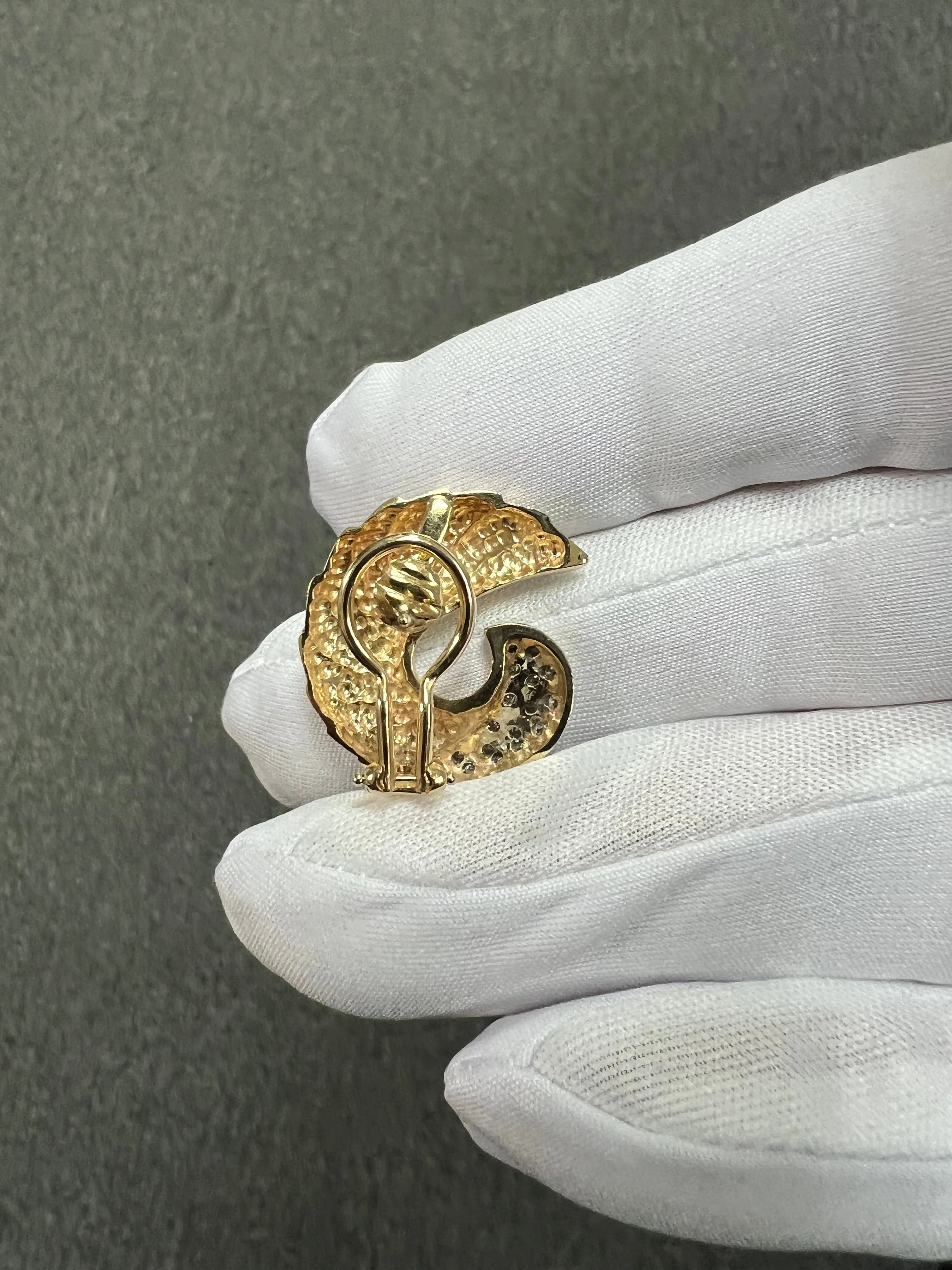 Swirl Yellow Gold Diamond Clip And Post Earrings