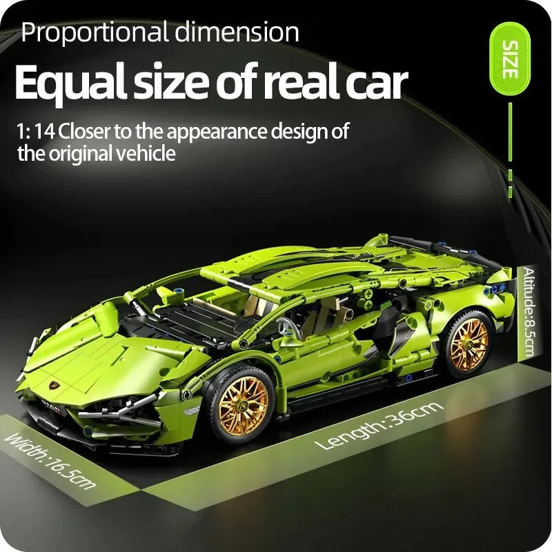 Technical Racing Sports Car Model 1280PCS Building Blocks City Mechanical Speed Vehicle Supercar  Brick Puzzle Toys Kid Adult Gift