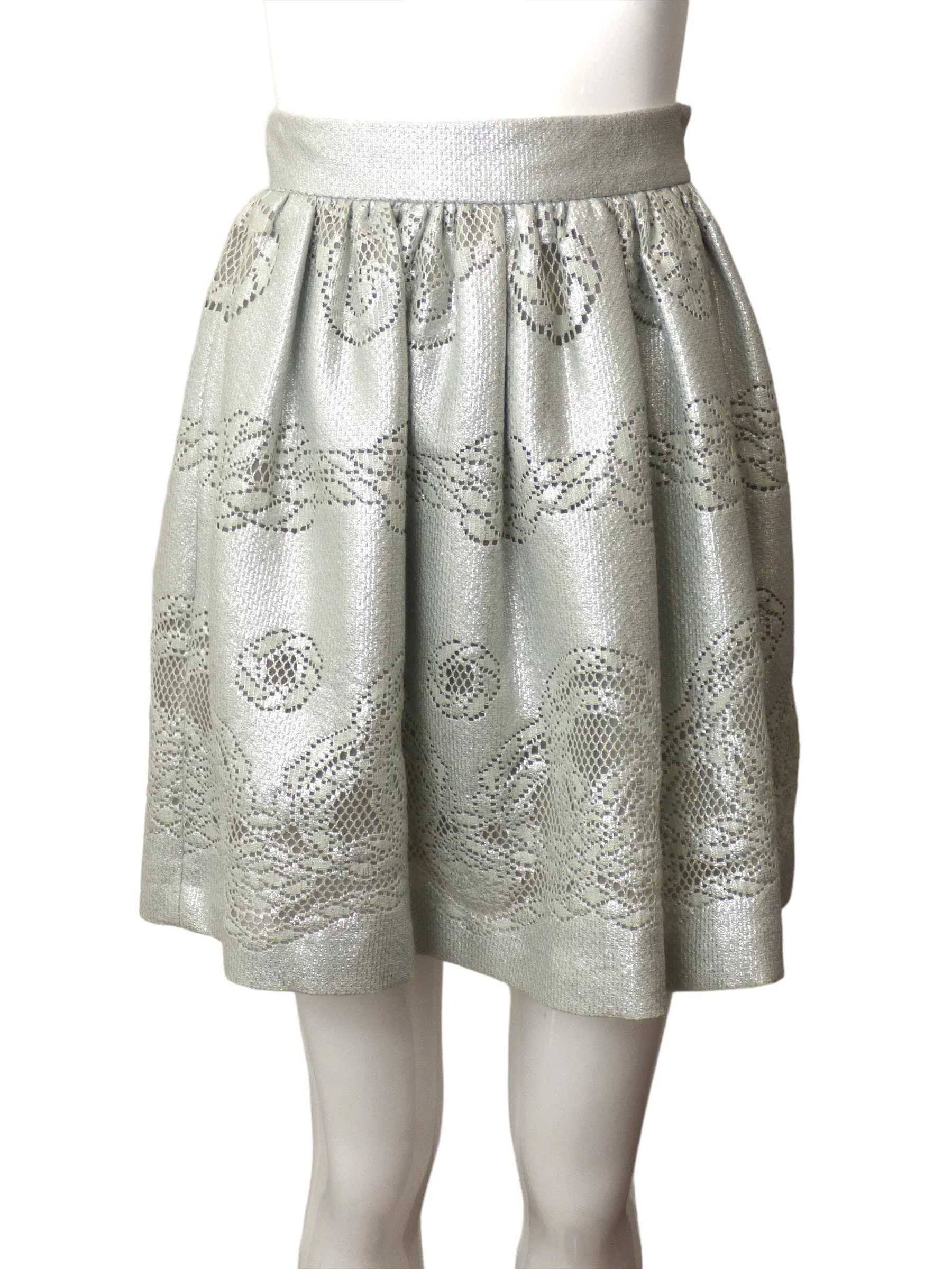 TEMPERLEY- NWT Silver Pearl Lace Skirt, Multiple Size Available