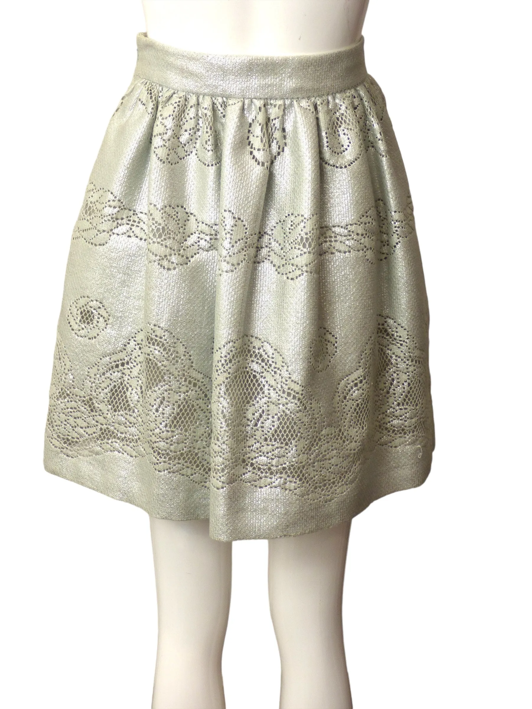 TEMPERLEY- NWT Silver Pearl Lace Skirt, Multiple Size Available