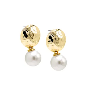 Textured Rounded Drop Pearl Stud Earring