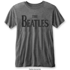 THE BEATLES UNISEX FASHION TEE: DROP T LOGO (BURN OUT)