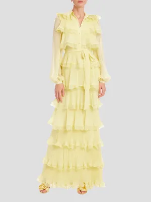 Tiered Lace Shirt in Yellow