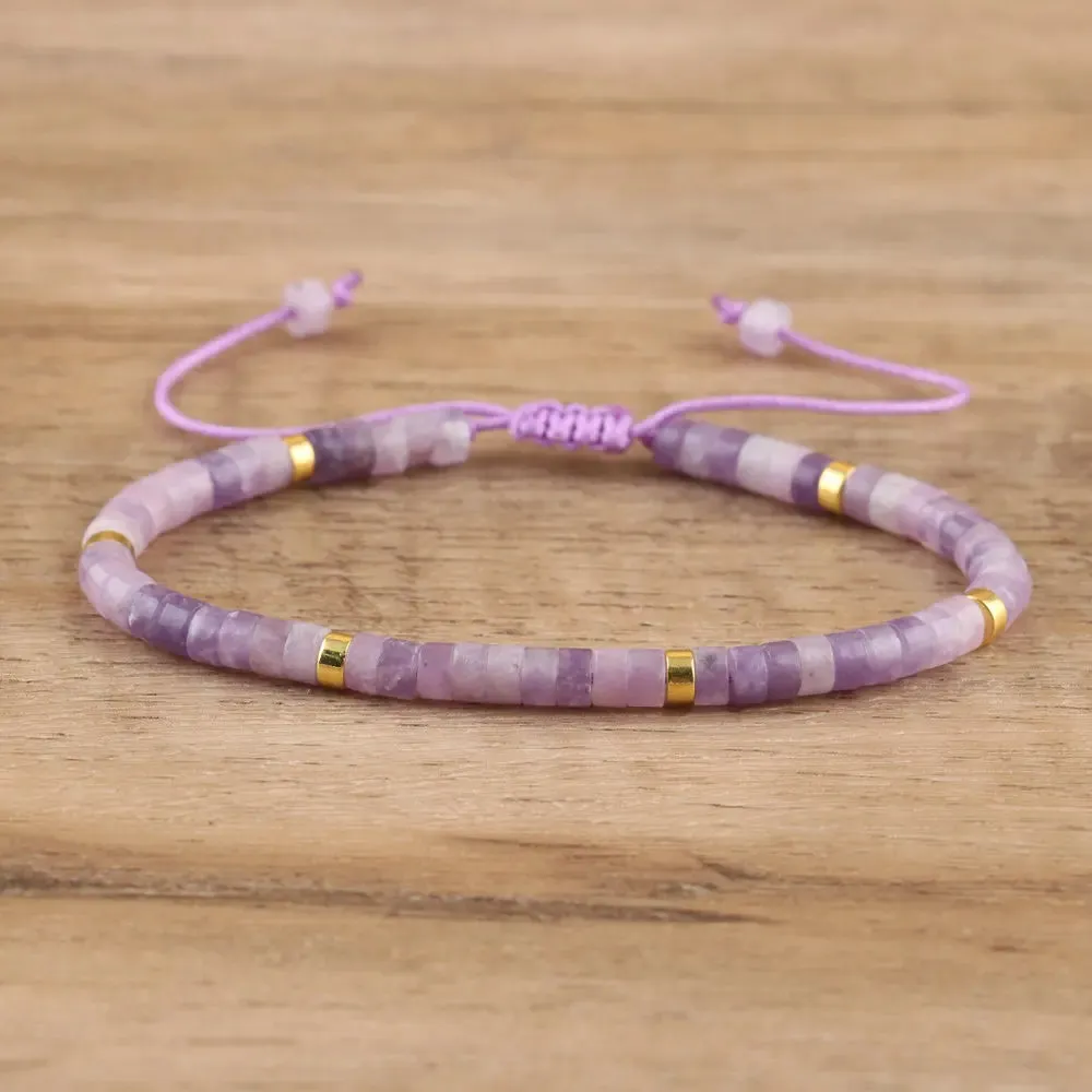Tiger Eye Amethyst Delicate Dainty Bracelet