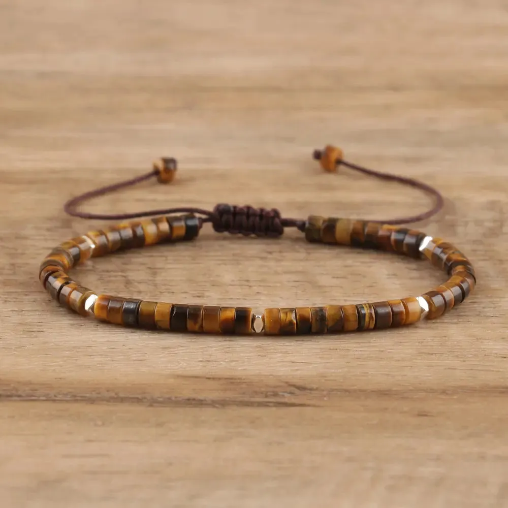 Tiger Eye Amethyst Delicate Dainty Bracelet
