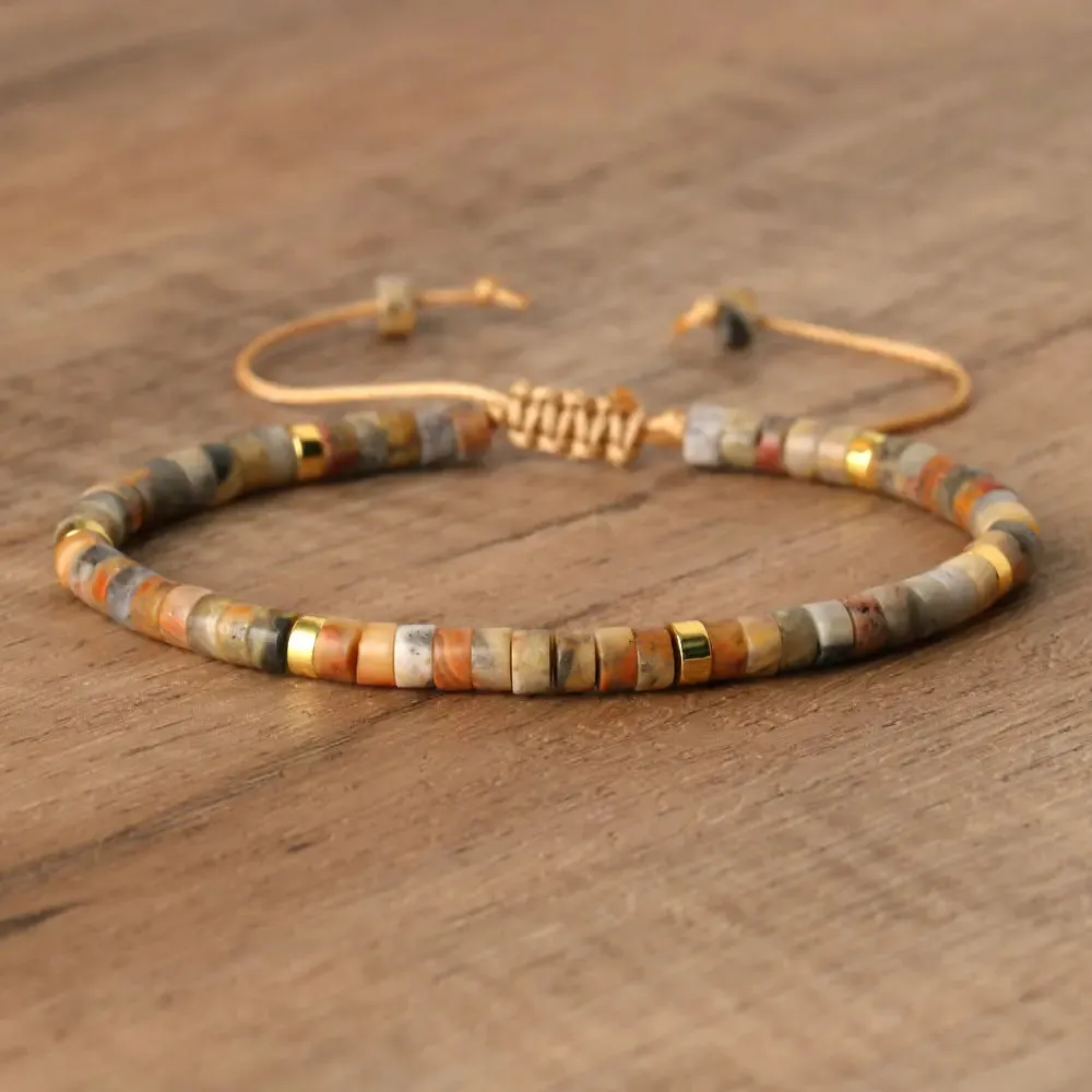 Tiger Eye Amethyst Delicate Dainty Bracelet