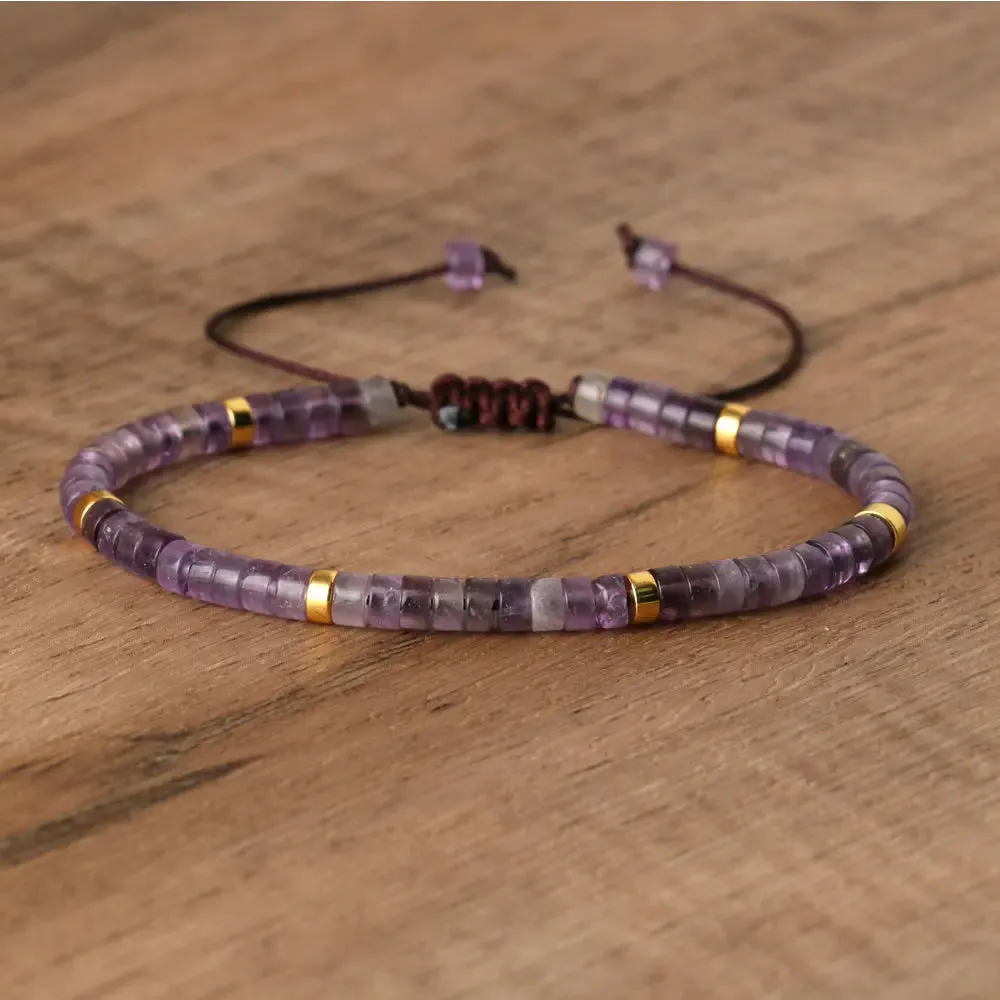 Tiger Eye Amethyst Delicate Dainty Bracelet