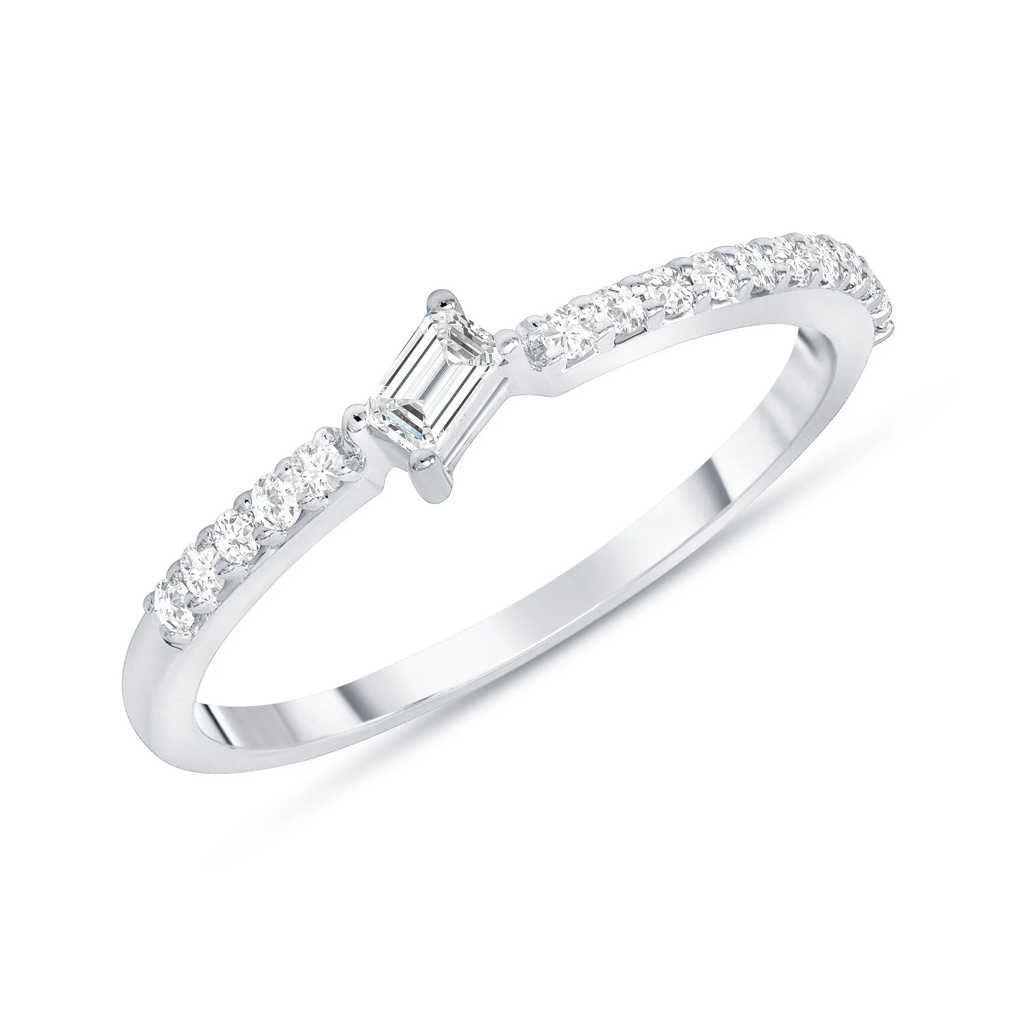 Tilted Baguette Diamond Ring