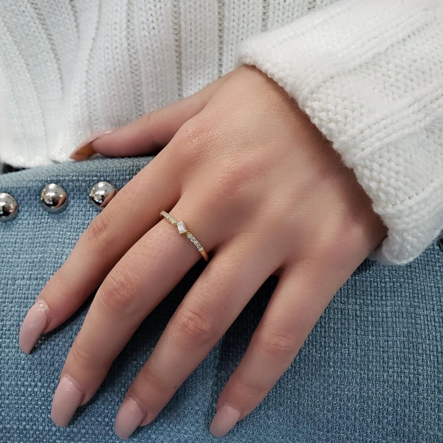 Tilted Baguette Diamond Ring