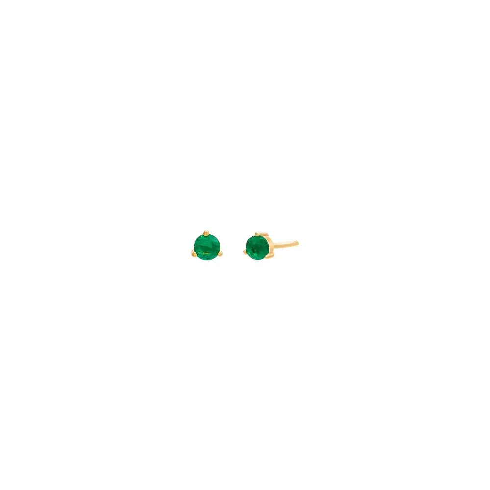 Tiny 3 Prong Solitaire Stud Earring