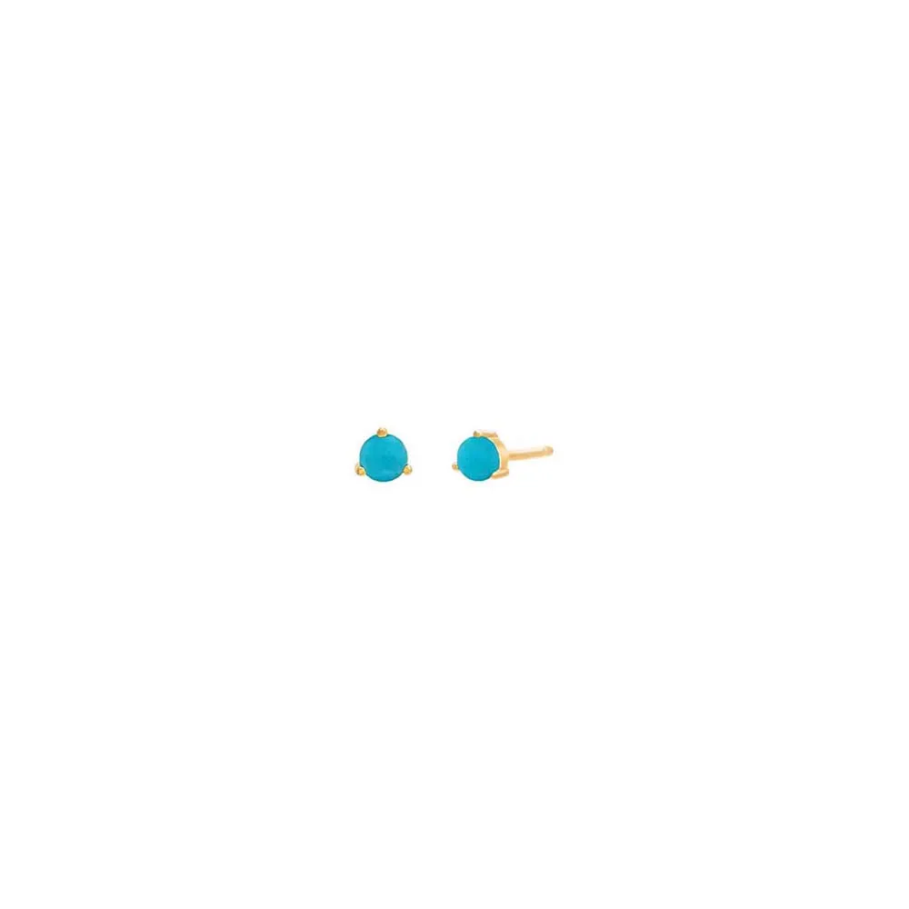 Tiny 3 Prong Solitaire Stud Earring