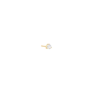 Tiny 3 Prong Solitaire Stud Earring