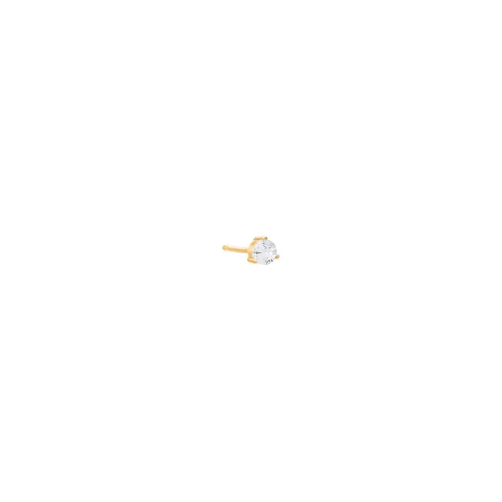 Tiny 3 Prong Solitaire Stud Earring
