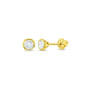 Tiny Bezel Set Little Girl's Stud Earring