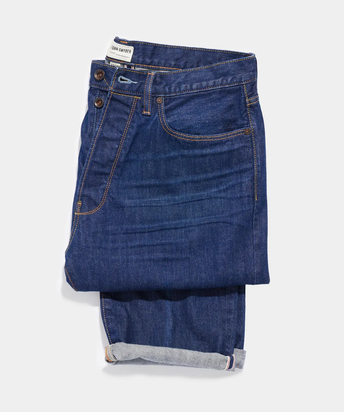TODD SNYDER CLASSIC FIT SELVEDGE JEAN IN CREASED MEDIUM WASH