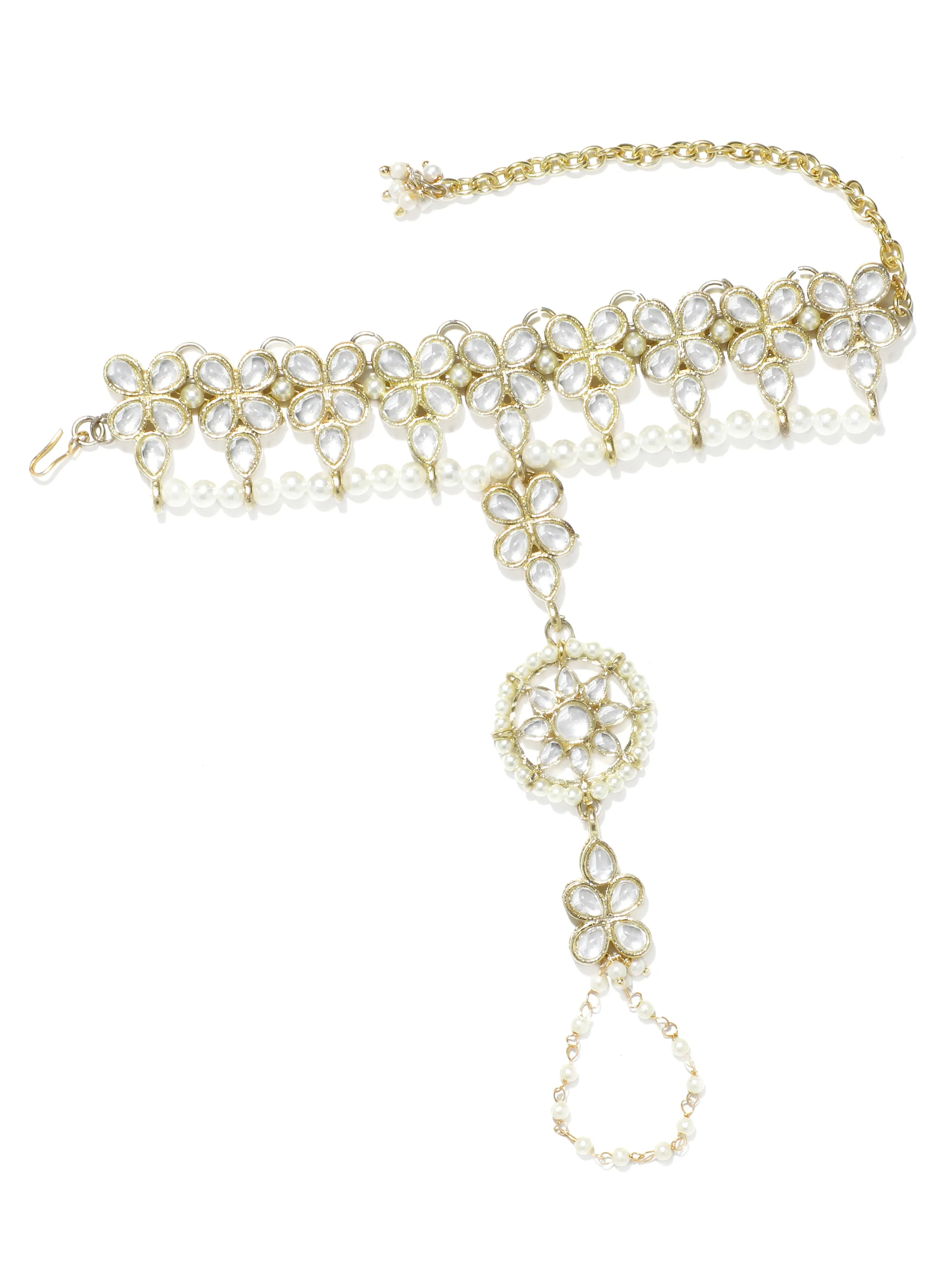 Traditional Gold Plated Kundan Hathphool