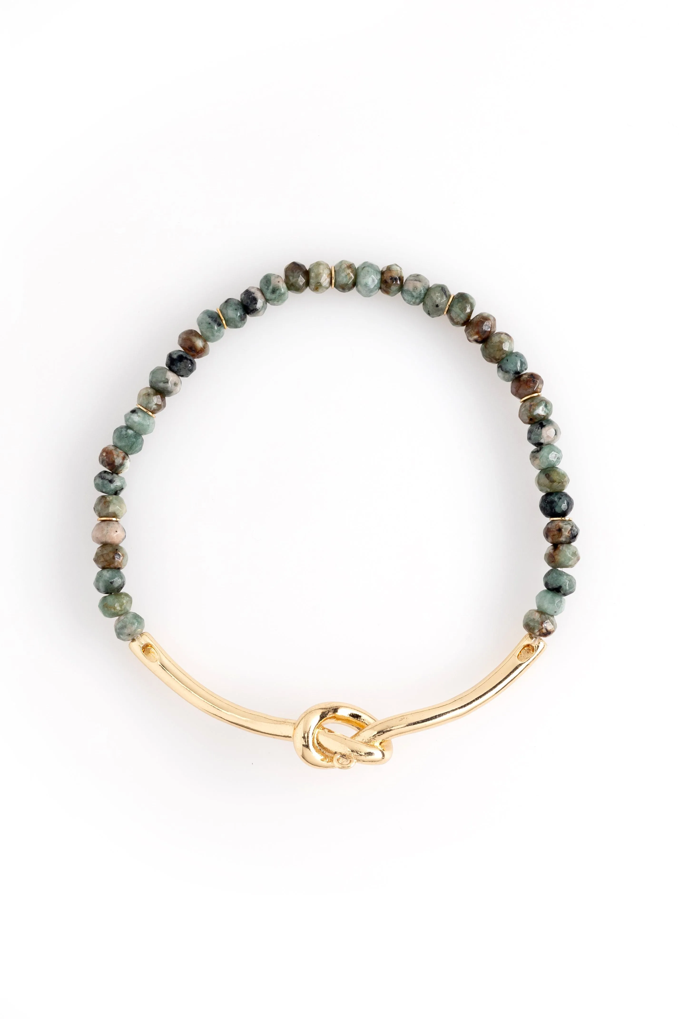 Unakite Gold Semi-Bangle Stretchy Bracelet