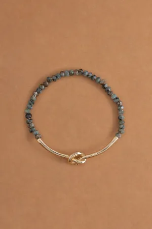 Unakite Gold Semi-Bangle Stretchy Bracelet