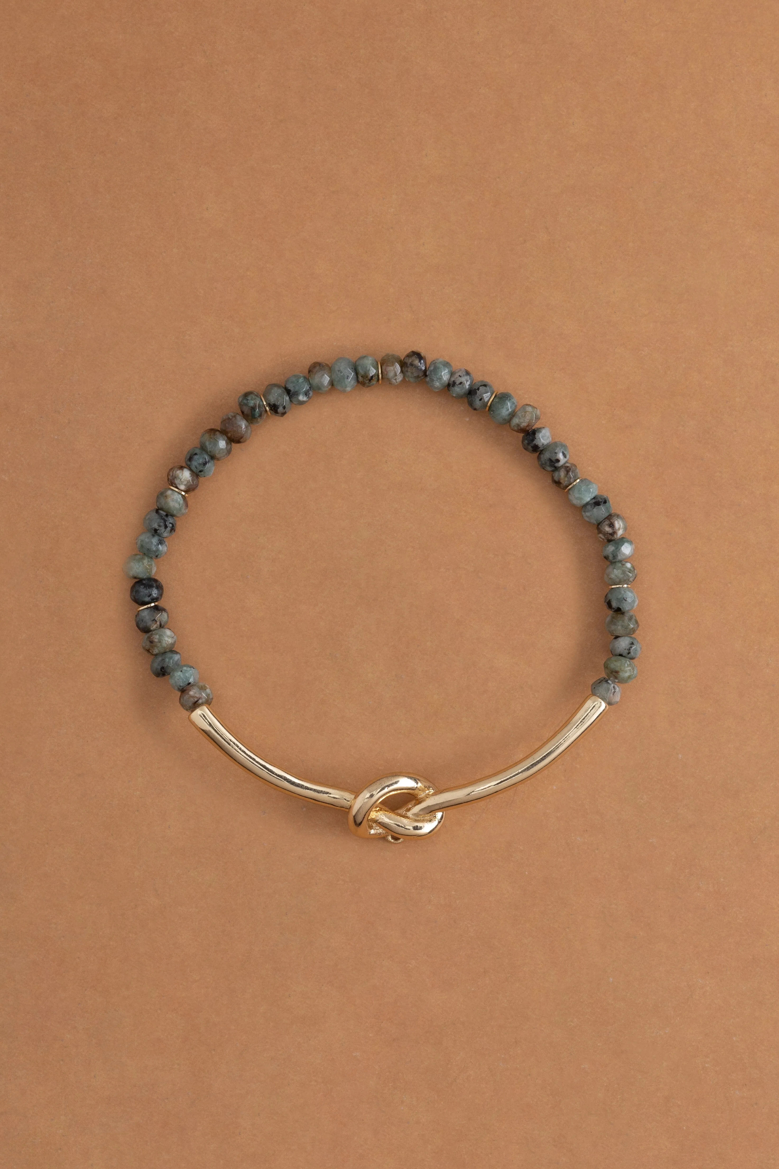 Unakite Gold Semi-Bangle Stretchy Bracelet
