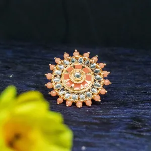Urmi Pastel Golden Stonework Statement Ring