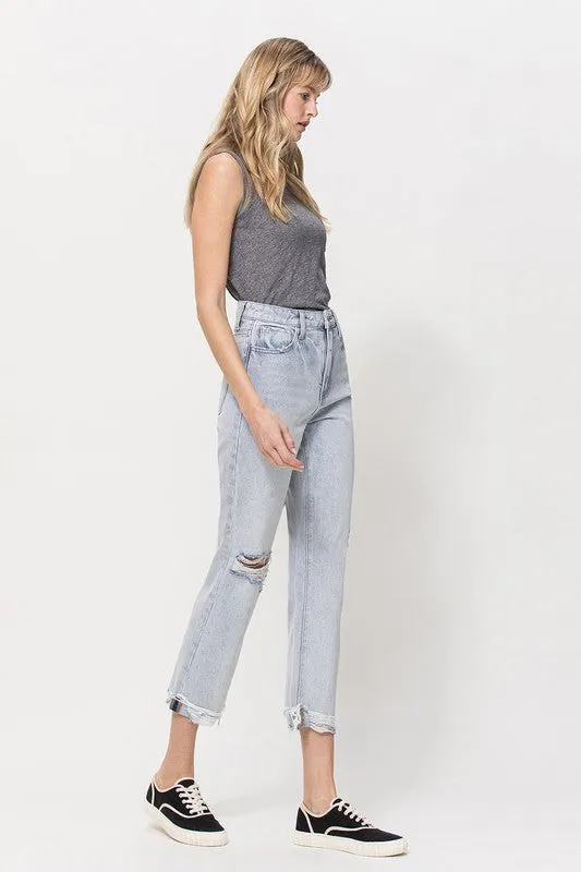 VERVET by Flying Monkey Super High Relaxed Cuffed Straight Jeans