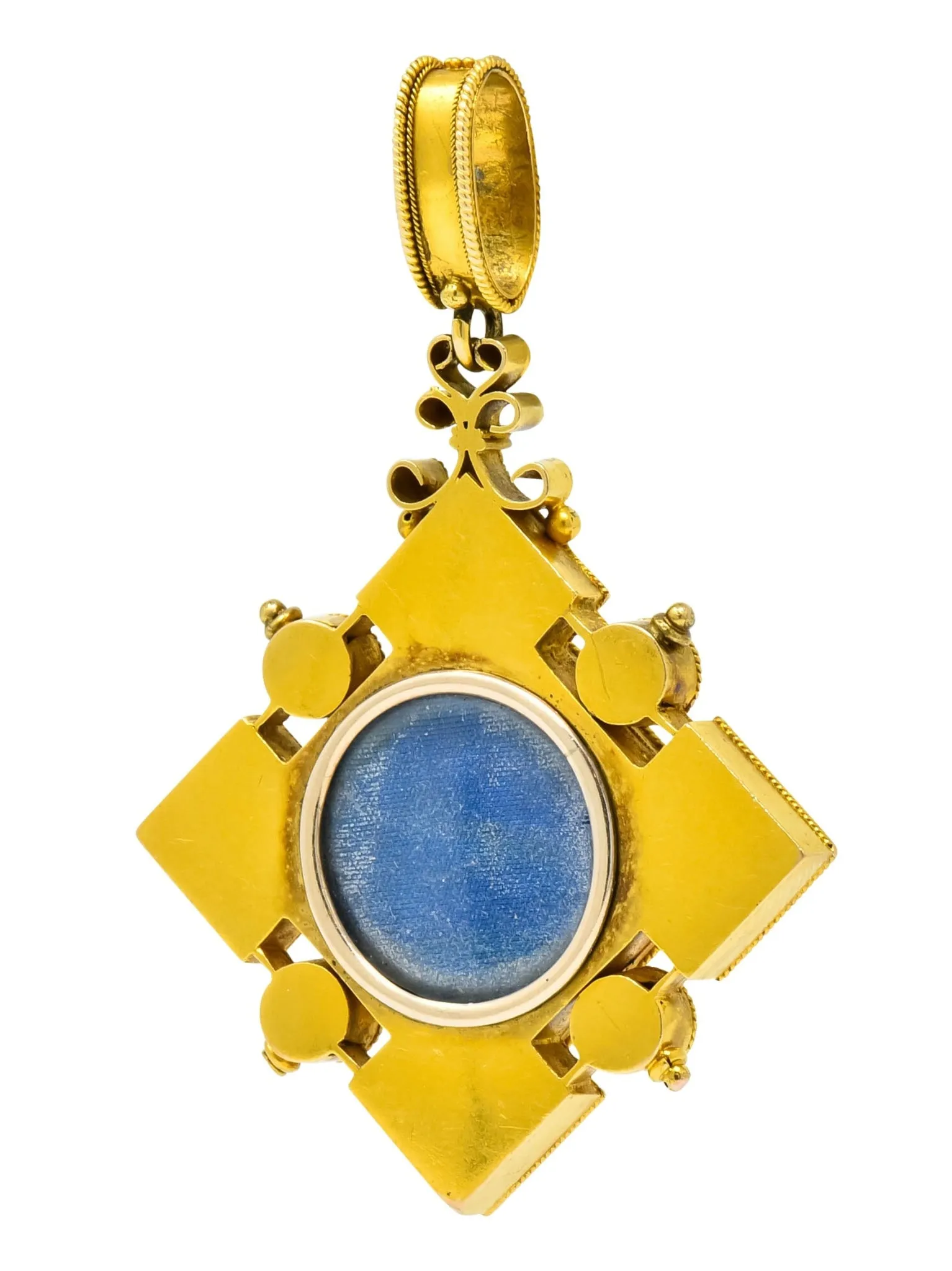Victorian Etruscan Revival Natural Pearl 18 Karat Gold Pendant