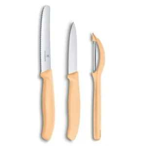 Victorinox Swiss Classic Trend Colours Paring Knife Set Universal Peeler 3 Piece Light Orange