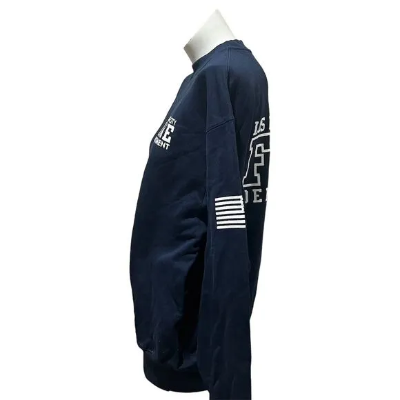 Vintage Champion Unisex Crewneck Sweatshirt Blue Graphic Print Size L