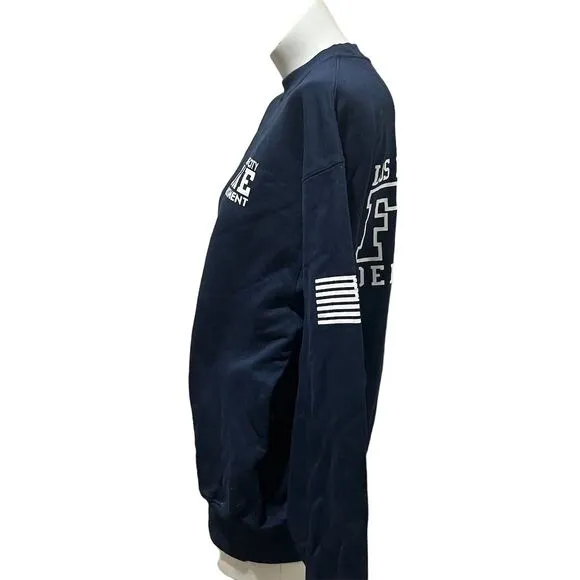 Vintage Champion Unisex Crewneck Sweatshirt Blue Graphic Print Size L