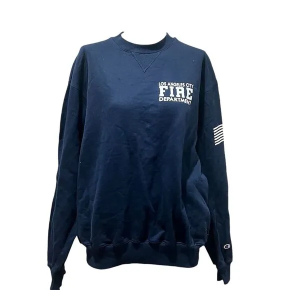 Vintage Champion Unisex Crewneck Sweatshirt Blue Graphic Print Size L