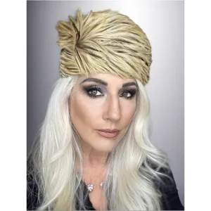 Vintage Ladies  Feather Hat  w/ Spray 1950s Light Brown & Gold Jacki