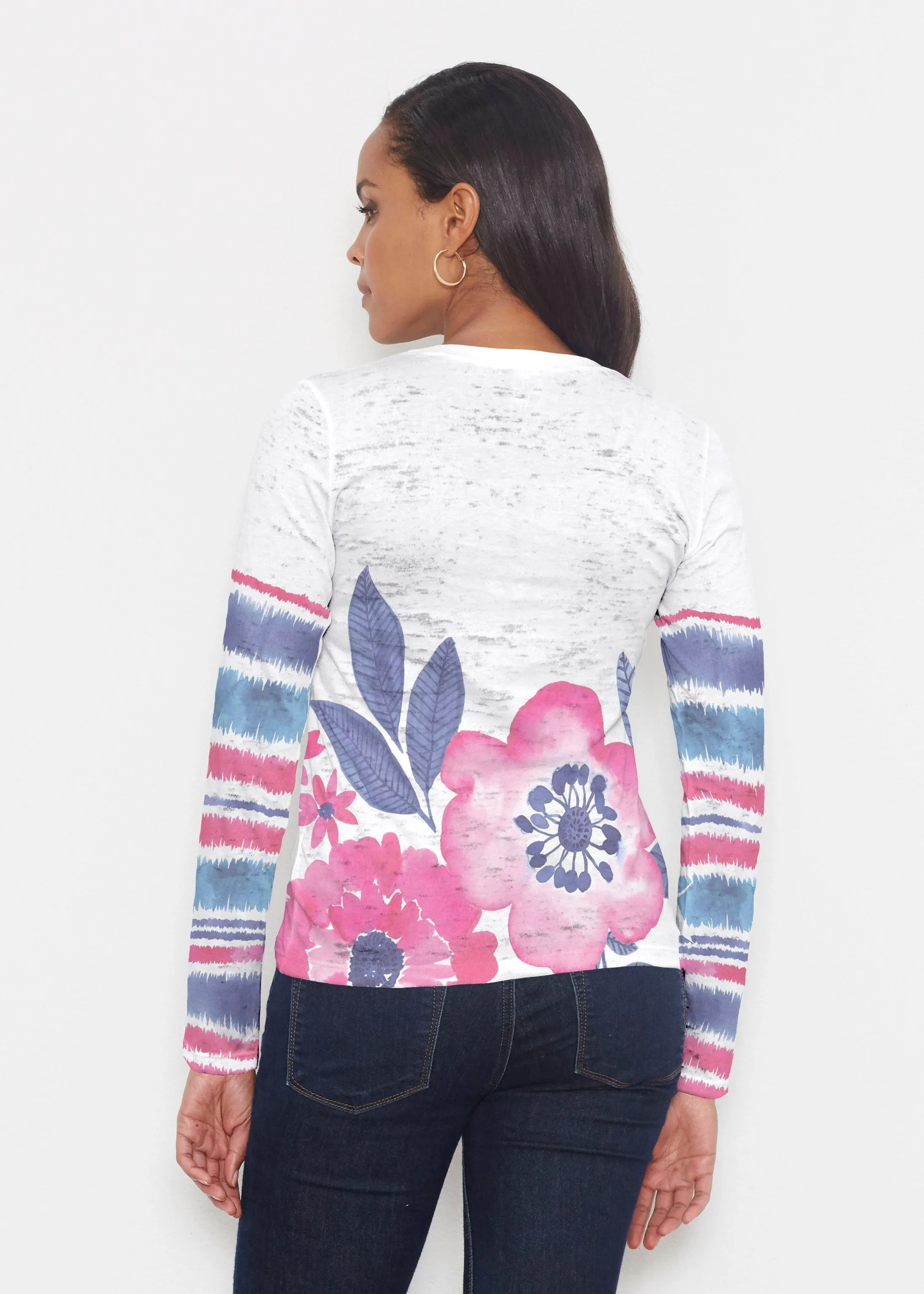 Watercolor Blooms (13355) ~ Signature Long Sleeve Crew Shirt