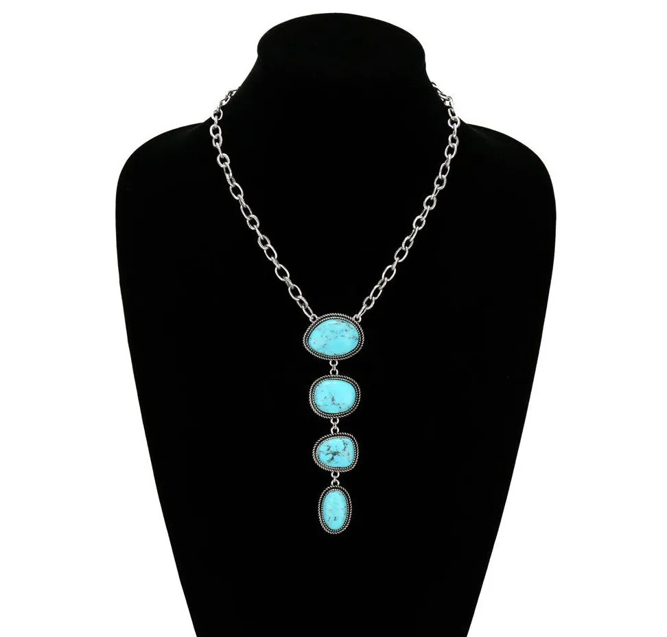 Western Stone Drop Pendant Necklace