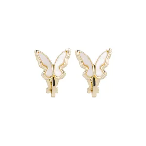 White Acrylic & 18K Gold-Plated Butterfly Ear Cuffs