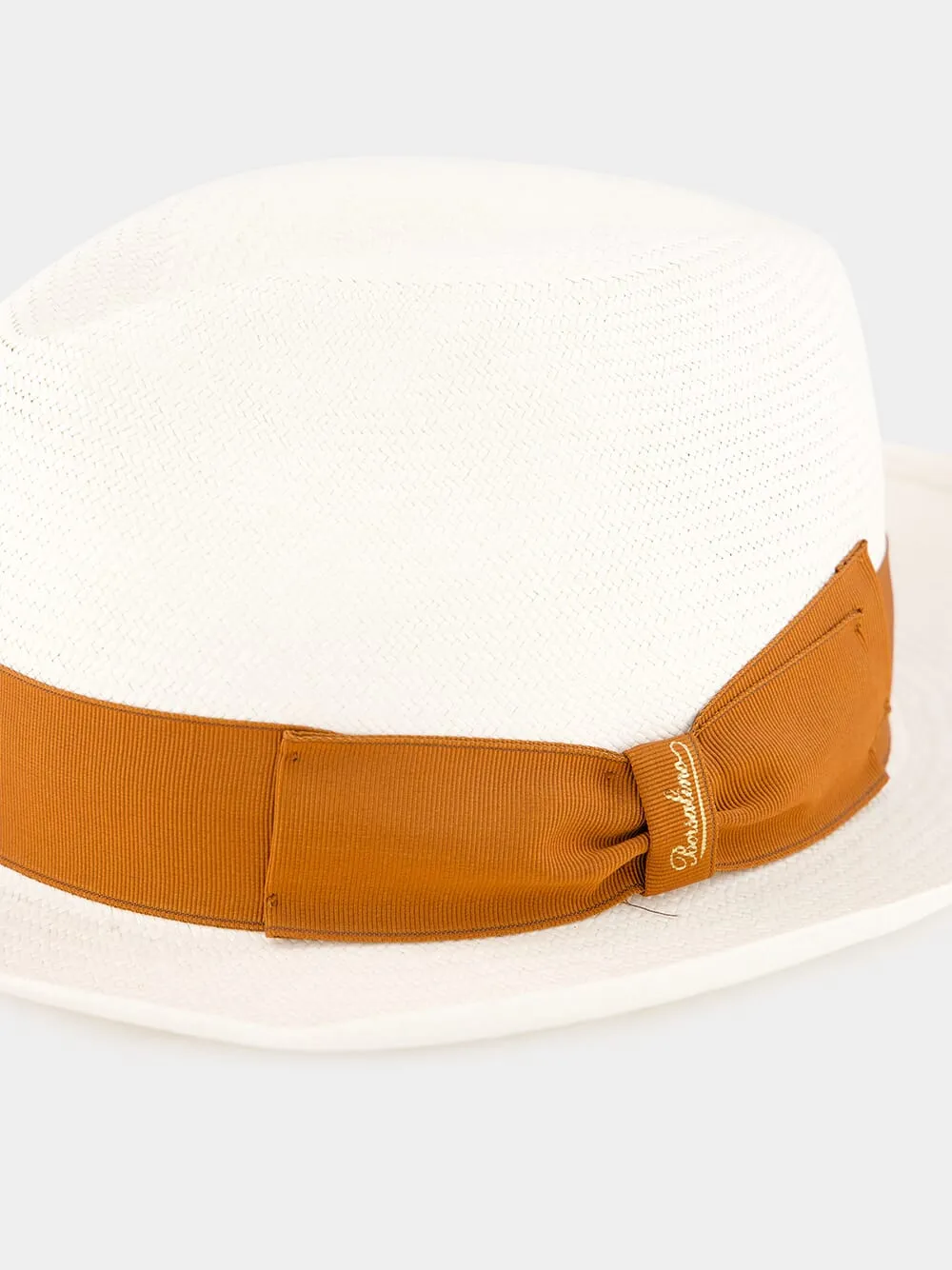 White Panama Amedeo Straw Sun Hat