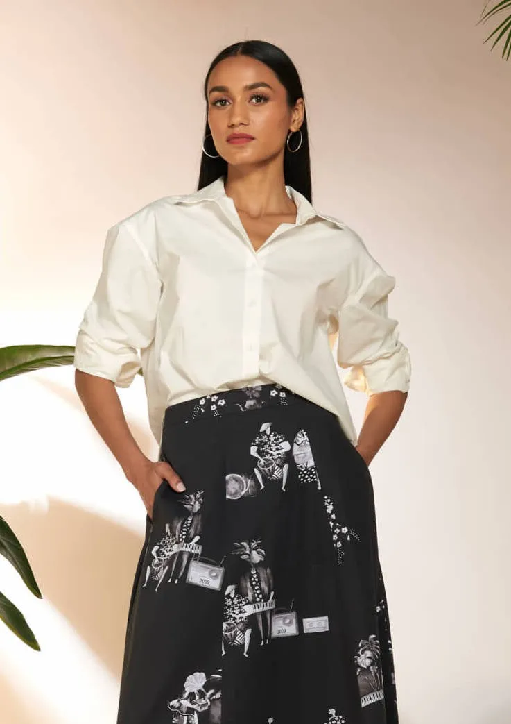 White relaxed slogan shirt